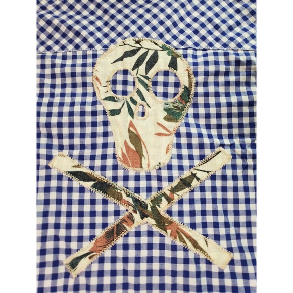 Scotch Shrunk Shirt Youth Size 8 Blue Plaid Skull Long Sleeve Collar Button Down - Picture 10 of 10